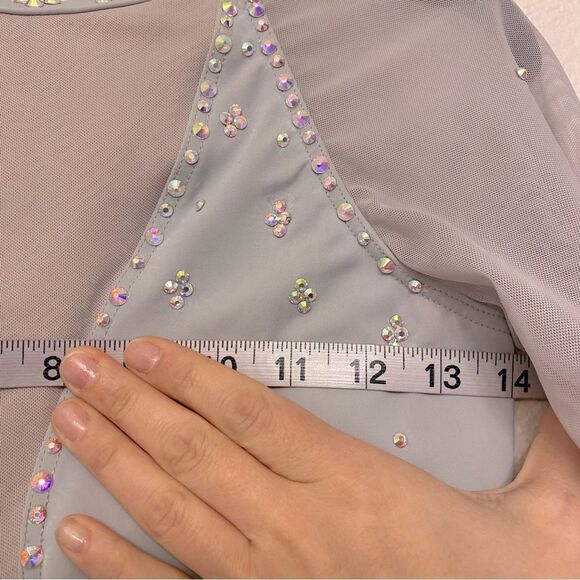 Weissman solo custom Dance costume gray Long Poet Sleeve Leotard MT11817 SA - Picture 7 of 12